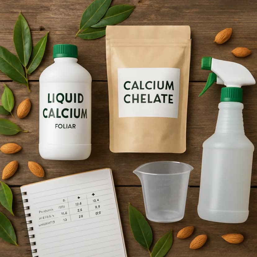 Dosis y formulaciones recomendadas para calcio foliar en almendro ecológico