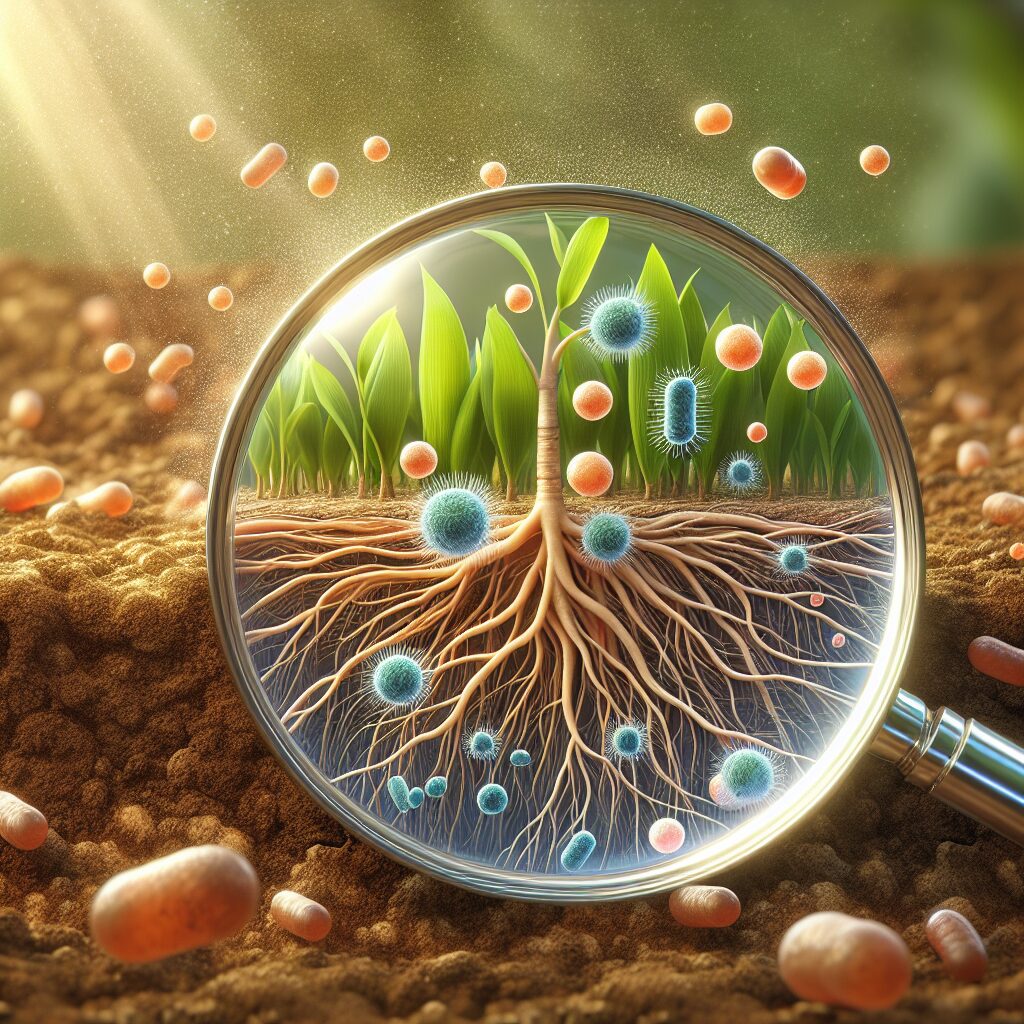 microorganismos en raíces de planta