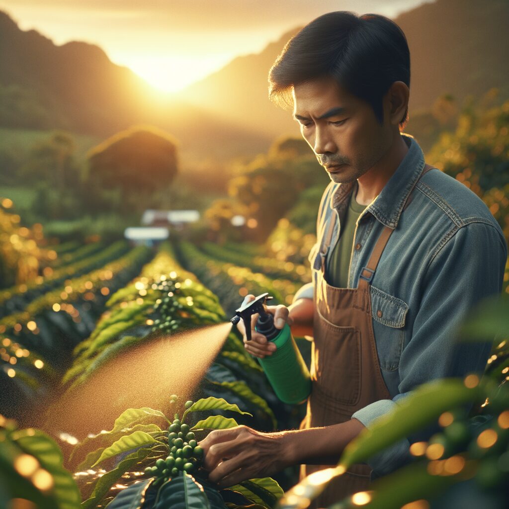Aplicación de bioestimulantes en plantación de café